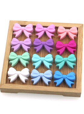 Kovict 10/20pcs Bowknot Silicon Beads BPA Free Bow Tie Baby