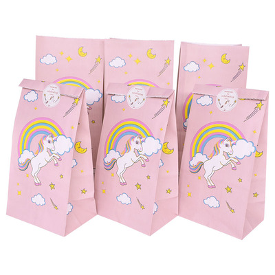 10pcs Unicorn Party Paper Candy Gift Bags Cookie Popcorn Box