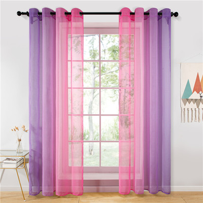 Sheer Curtains Purple Pink Gradient Tulle Curtains for Livin