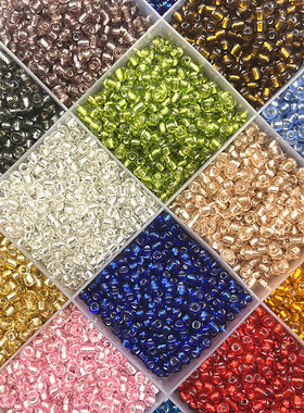 New 15g/lot 2mm 3mm 4mm Silver Line Effect Charm Czech Glass