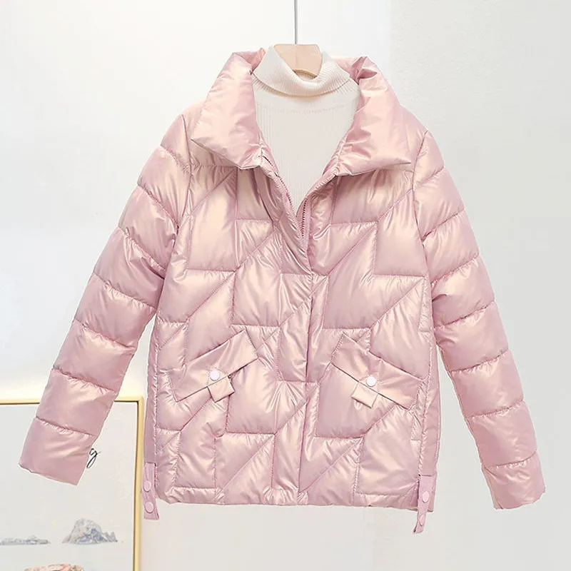 Women Jacket 2022 New Winter Parkas Female Glossy Down Cotto