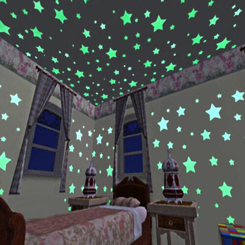 3D Star and Moon Wall Stickers Glow In the dark Energy Stora