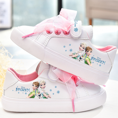 girls frozen princess white Bow canvas shoes non-slip soft b