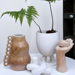 B120陶瓷花瓶花盆 北欧花瓶 孤品 鲜花花瓶