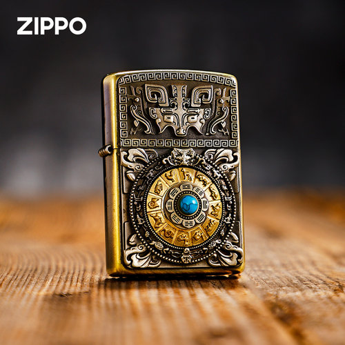 zippo打火机纯铜九宫八卦