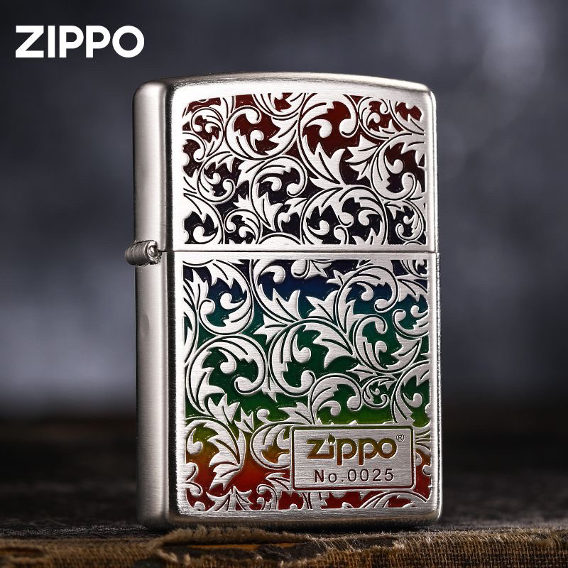 zippo打火机彩虹填漆唐草右下标原装正版煤油防风商务风男士礼物