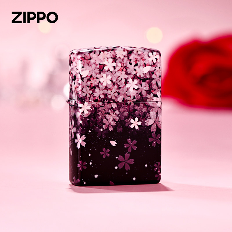 正品zippo打火机夜光彩印樱花原装正版煤油芝宝 防风创意之宝男士