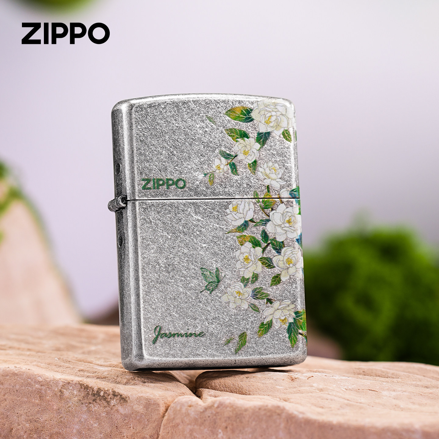 zippo打火机原装正品古银彩印手绘茉莉莫离煤油防风男女生日礼物