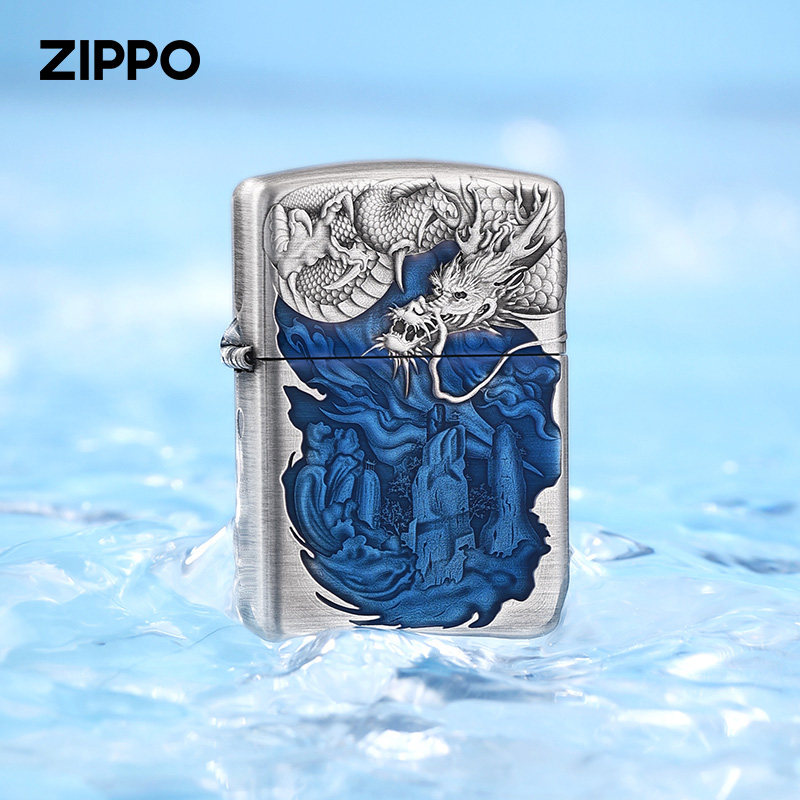 zippo打火机原装正品呼风唤雨千语盔甲熏银鎏金珐琅填充煤油防风