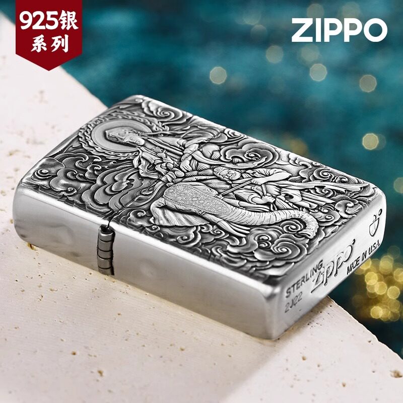 zippo打火机原装正品纯银盔甲鬼王普贤菩萨煤油防风男送礼物正版
