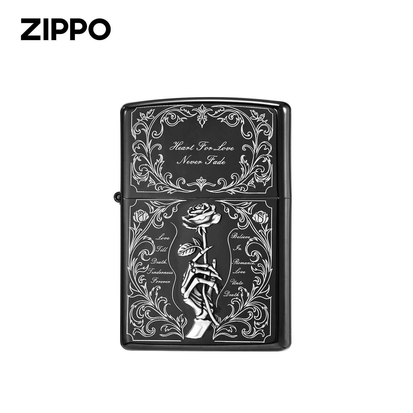 zippo防风打火机原装版正品至死不渝黑冰贴章煤油火机礼物送男友