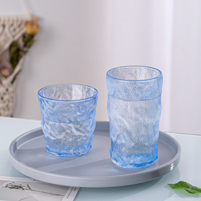 ins风蓝色冰川杯玻璃杯家用网红冰川纹杯子女夏高颜值水杯咖啡杯