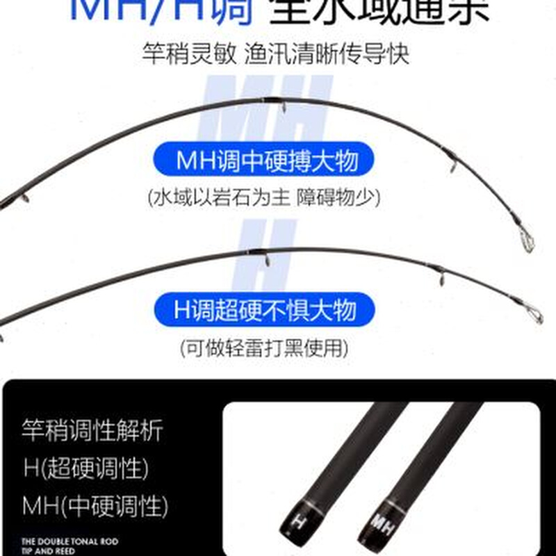MH调H调双竿稍路亚竿翘嘴竿雷强竿轻雷3米27米三节路亚海钓竿