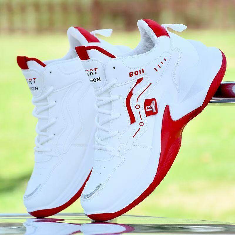 篮球鞋男鞋秋冬季新款运动防滑球鞋耐磨学生防水皮面运动鞋跑步鞋