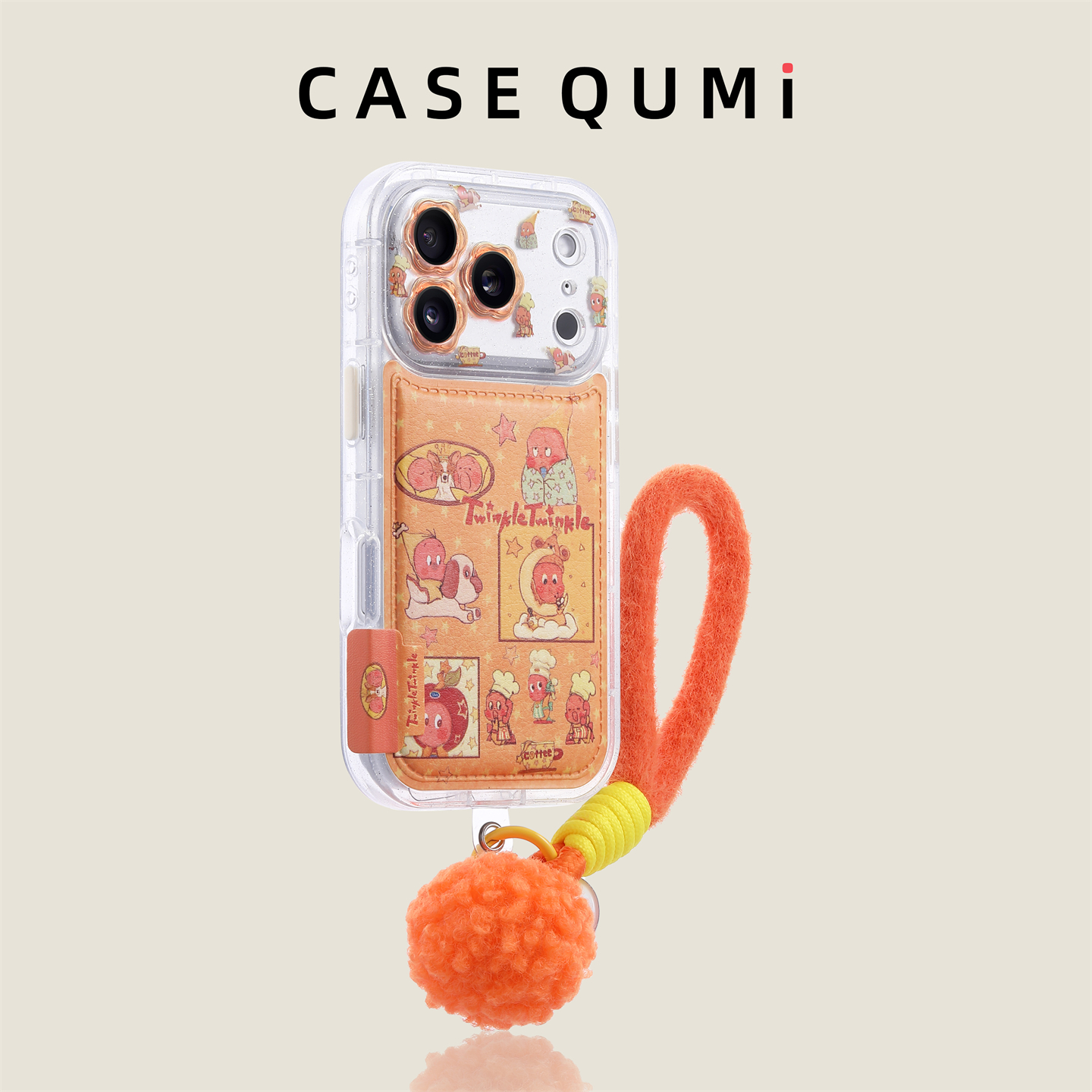 花镜橙底星星人带挂绳适用苹果17手机壳新款iphone17套苹果17promax全包17pro防摔苹果16硅胶15外壳14超火13