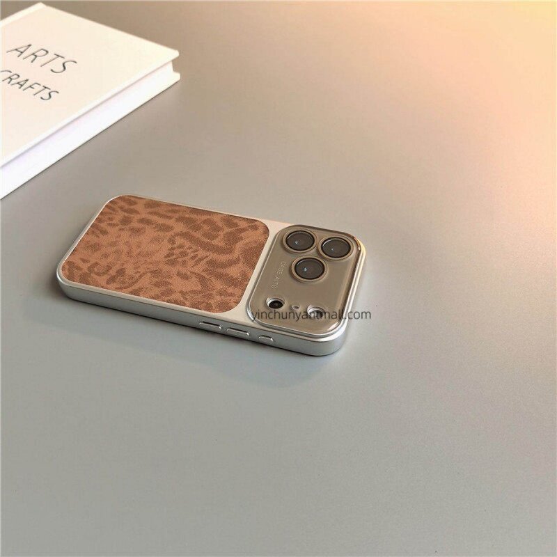屈迷QUMI电镀银棕豹纹自带镜膜适用苹果17promax手机壳新款iphone18promax套苹果17全包16防摔15硅胶14外壳PM图片