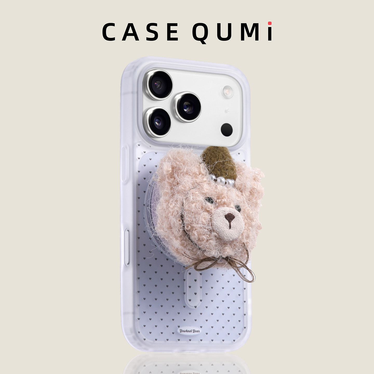 透明爱心小熊磁吸支架适用苹果17promax手机壳新款苹果17套iphone17全包苹果17pro防摔16硅胶15外壳14超火13