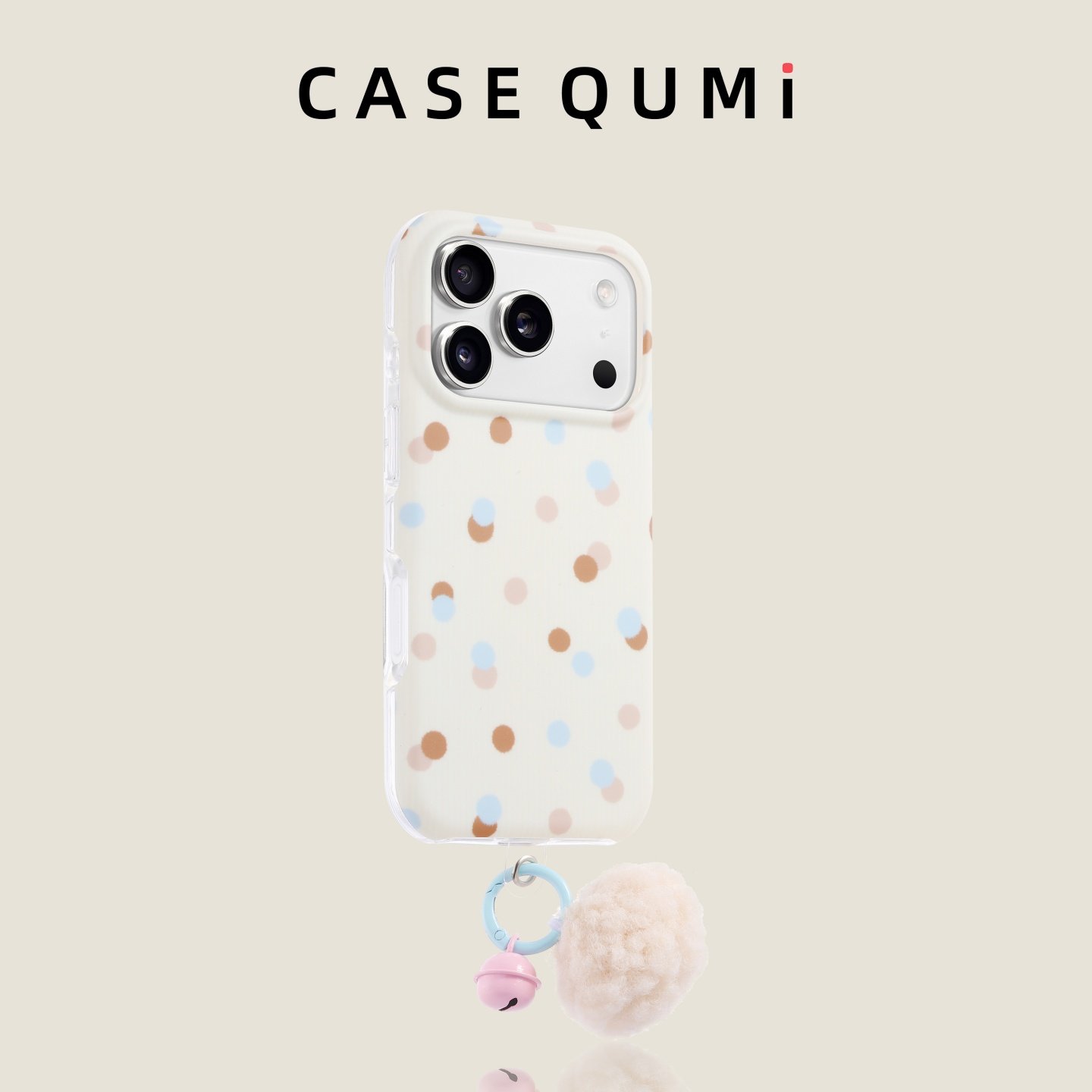 屈迷白底撞色波点毛球铃铛适用苹果17promax手机壳新款苹果17套iphone17promax全包17pro防摔16硅胶15外壳14,3C数码配件,手机保护套/壳,淘宝优惠券,粉丝福利购,淘宝优惠卷