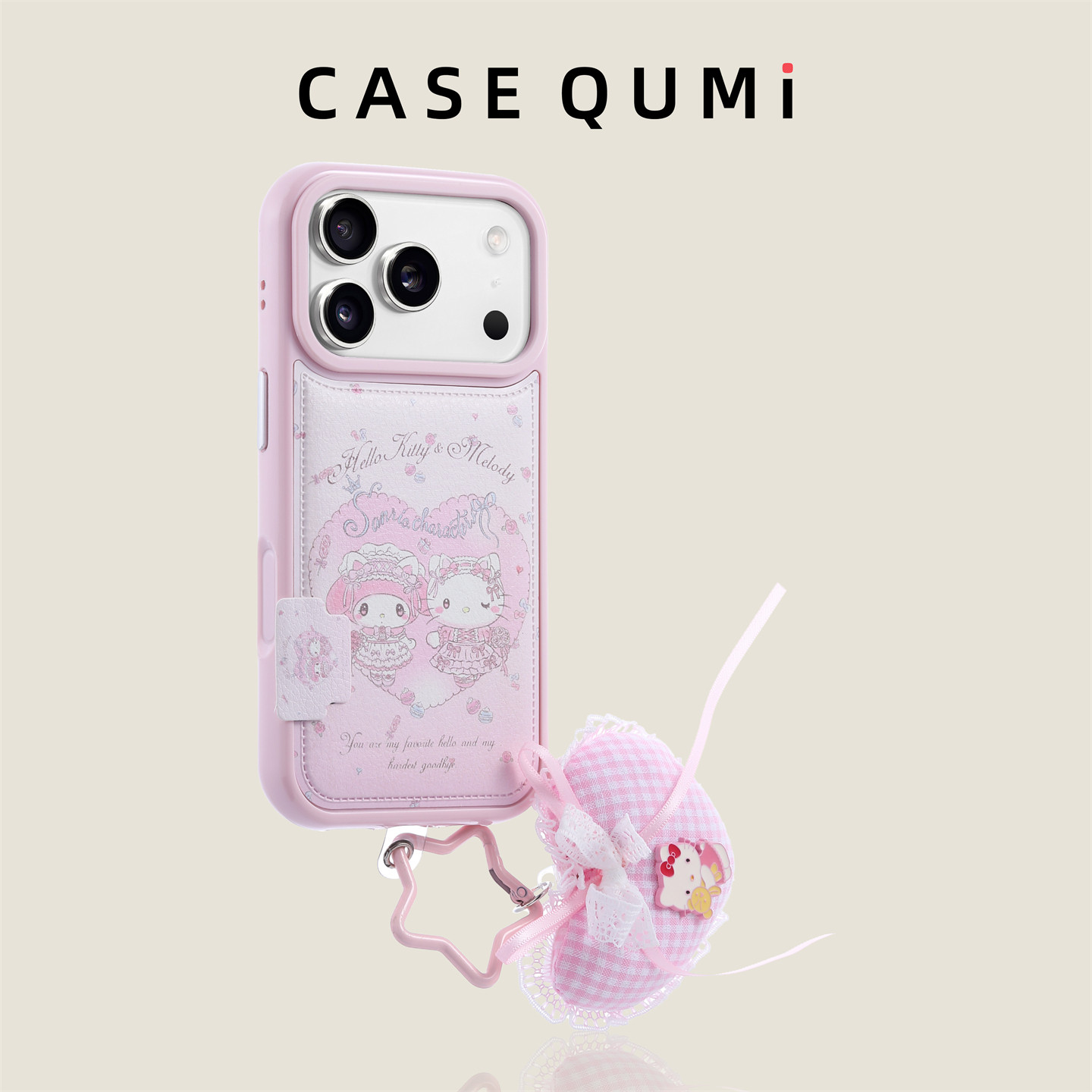 粉爱心美乐蒂KT带挂件适用苹果17手机壳新款iphone17套苹果17promax全包17pro防摔苹果16硅胶15外壳14超火13