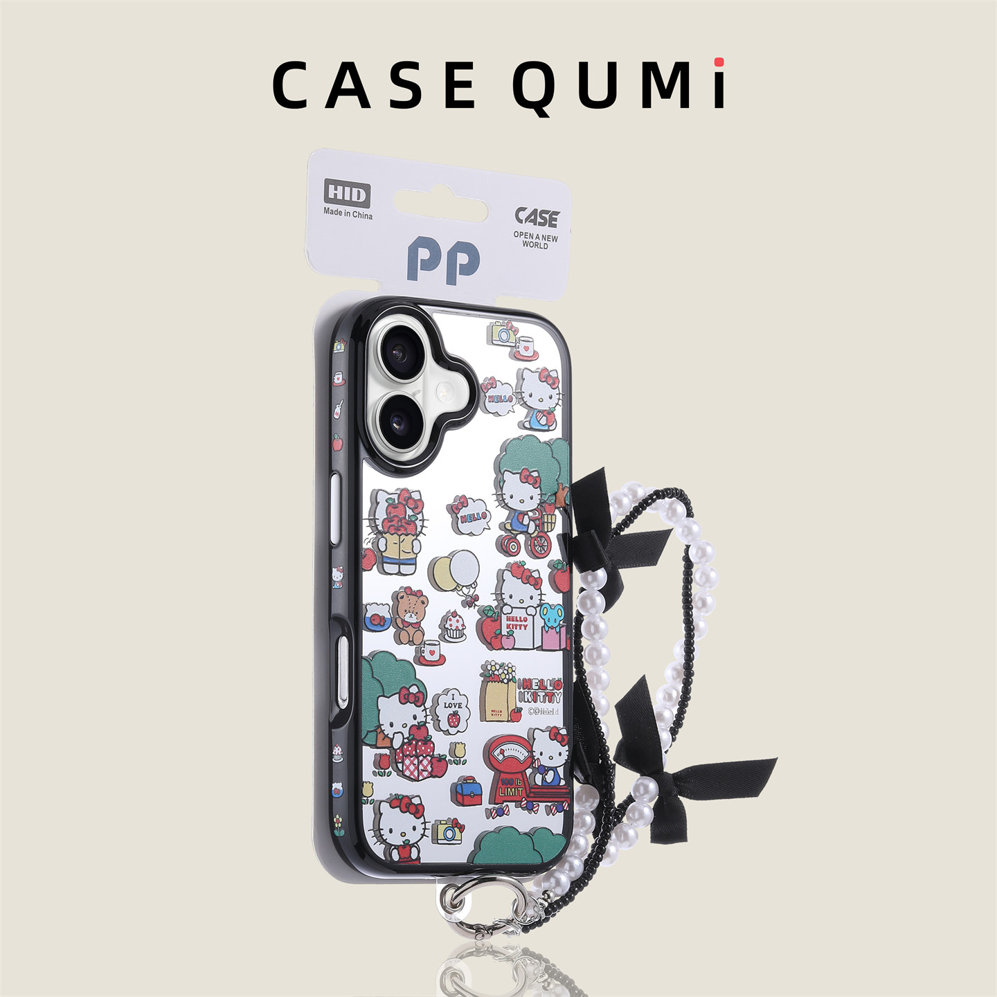 镜面红苹果KT猫带挂绳适用苹果16手机壳新款16pro保护套iphone16promax防摔苹果15硅胶15promax全包14外壳13