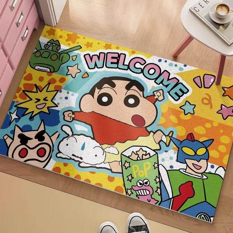 卡通蜡笔小新丝圈门垫PVC可裁剪玄关蹭土脚垫防滑耐脏易打理地垫,居家布艺,入户地垫,淘宝优惠券,粉丝福利购,淘宝优惠卷