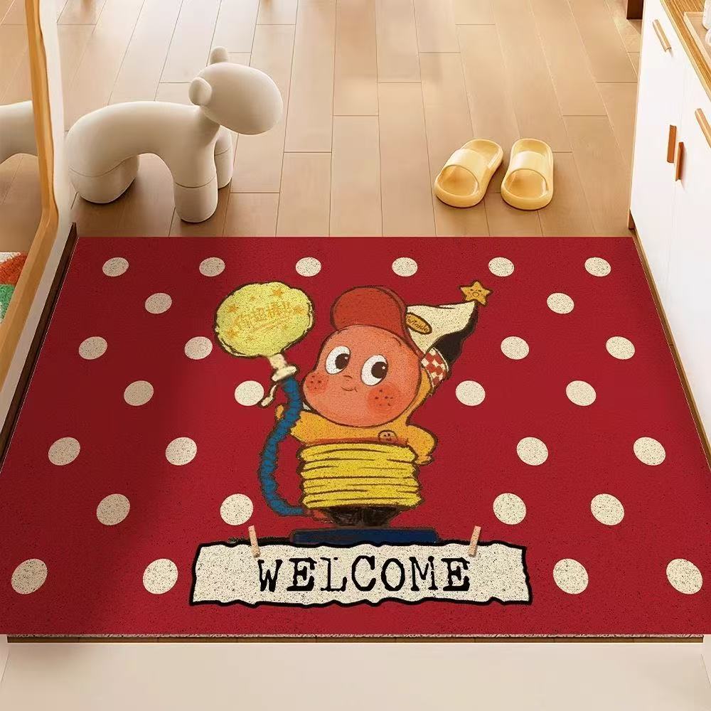 复古波点星星人丝圈入户地垫
