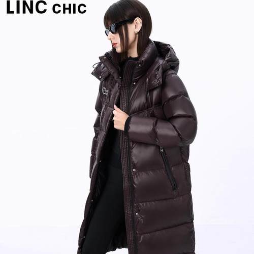 明星谢可寅同款LINC金羽杰专柜都市加厚长款女式羽绒服Y24608345