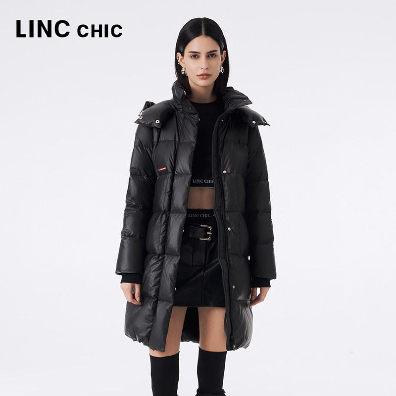 LINC金羽杰羽绒服中长款专柜冬新品都市通勤简约免洗Y23606277