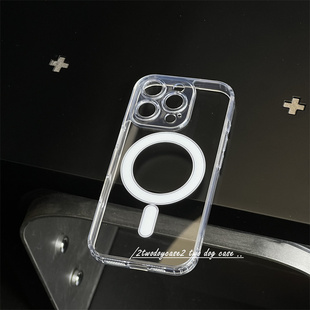 14直边保护壳11pro 磁吸亚克力透明16ProMax手机壳全包16plus适用苹果简约磁吸壳11 17精孔基础经典