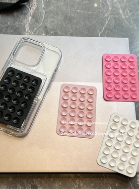 17韩版创意透明插卡手机壳搭配吸盘多功能透明壳16E/15PROMAX/14/12/11/XSMAX新款黑色粉吸盘独立卡包保护壳