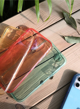 15p五色夏日金黄色水红薄荷浅绿14小清新透明软壳11promax手机壳12pro6s7/8plus软壳全包X天蓝16plus