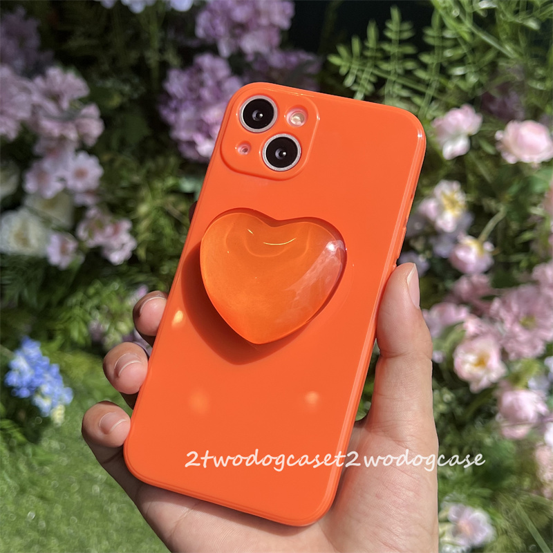 橙色爱心立体13手机壳支架
