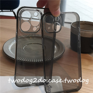 15promax圆润边框款黑灰透全包手机壳适用13pro手机壳iPhone13promax14plusX软壳7plus17pro全包透黑