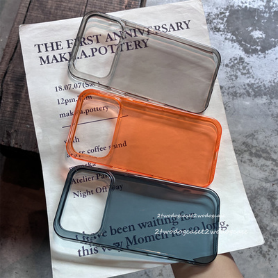 冰橙透橙色深蓝17pro浅灰色光滑17promaxAIR新款光面透亮轻薄硬壳裸感耐脏17手机壳情侣百搭吸盘创意个性欧美