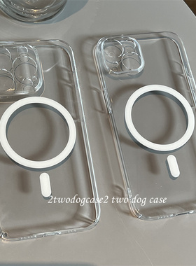 13mini17抗黄全包高清透明精孔磁吸硬壳16promax白色简约magsafe磁吸壳轻薄蜂窝音量孔缝隙开口15plus/12/16E