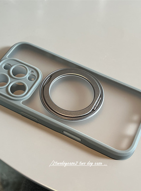原色钛灰色新品16pro/ai拍照按钮包边设计磁吸支架款16promax透灰色磨砂亚克力金属支架16plus水泥灰简约百搭