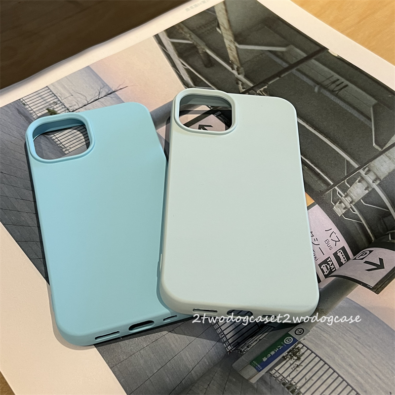 浅蓝色纯色磨砂半包13手机壳