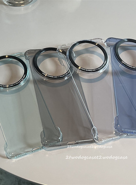 无边框高透不易黄mate70pro手机壳透黑白暗蓝色浅水绿简约塑料硬壳mate50/40/60pro+新款高级金属圈设计RS版