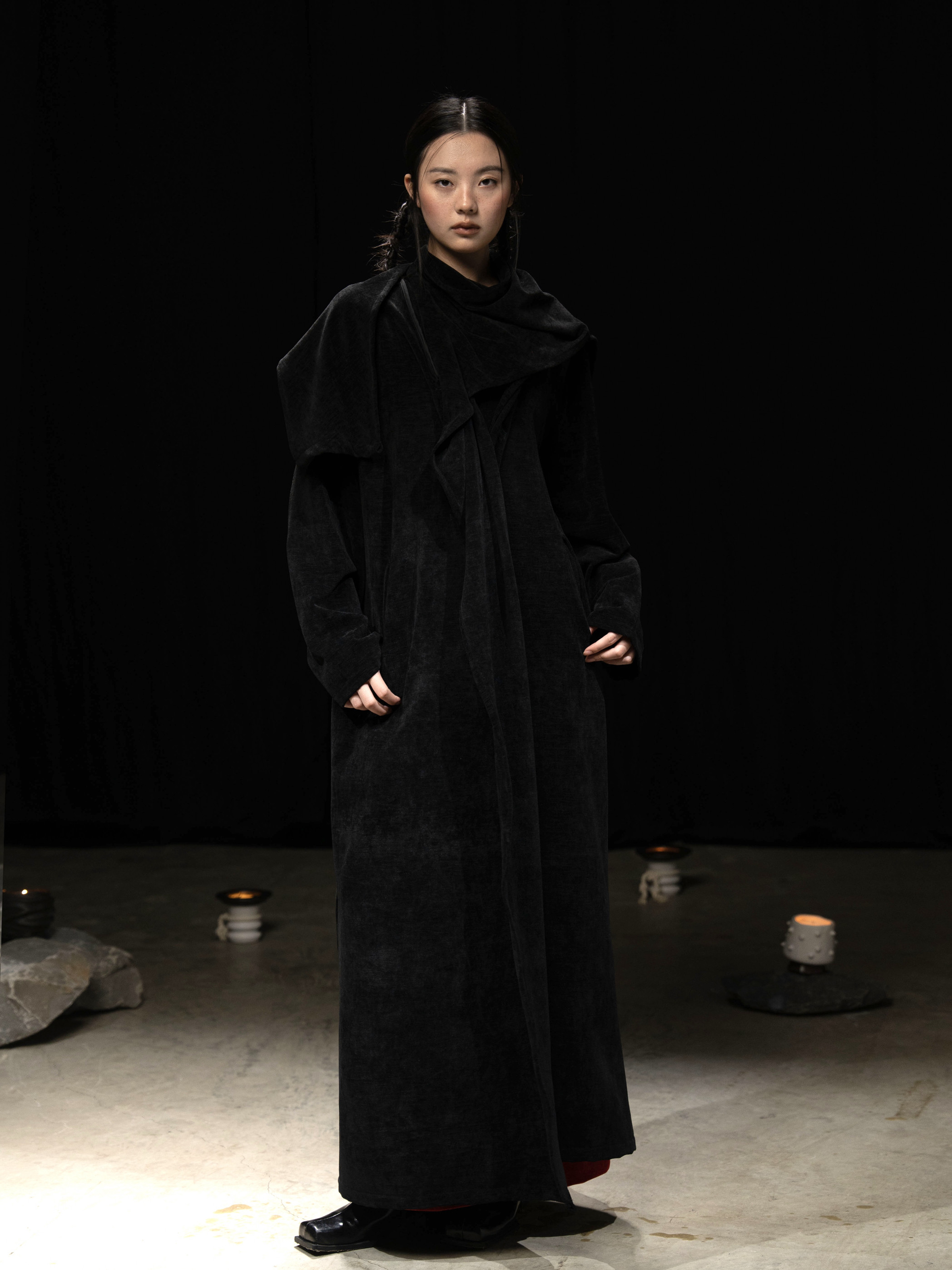 乌合衣作 新中式大翻领披肩多穿法长袍子大衣绒感长款风衣外套,女装/女士精品,毛呢外套,淘宝优惠券,粉丝福利购,淘宝优惠卷