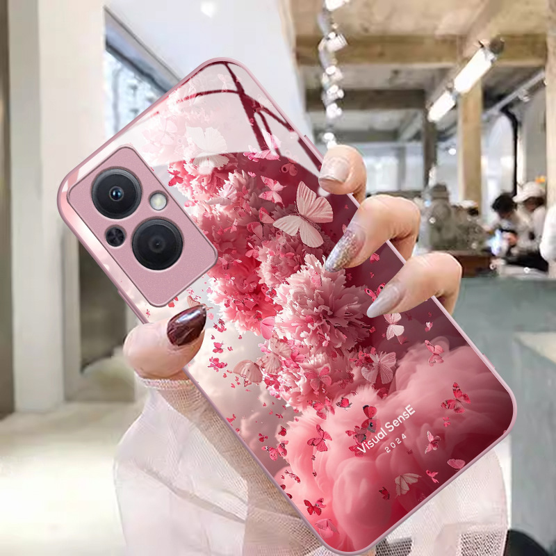蝴蝶鲜花oppoa96手机壳a95新款a93女a93s全包a2x防摔a72女款a57玻璃a55小清新a53散热a32/a11x可爱适用