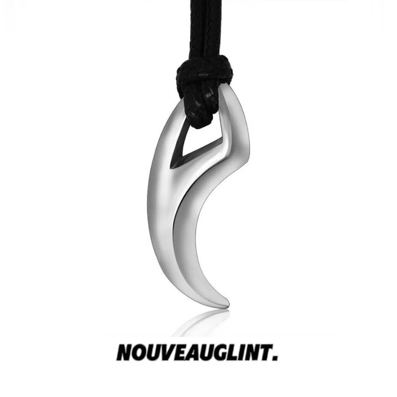 NG月牙狼牙蜡绳吊坠钛钢情侣项链女款轻奢小众高级感毛衣链秋冬男