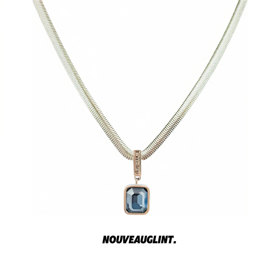 NG深蓝宝石吊坠项链女款轻奢小众高级感毛衣链男士秋冬长款配饰