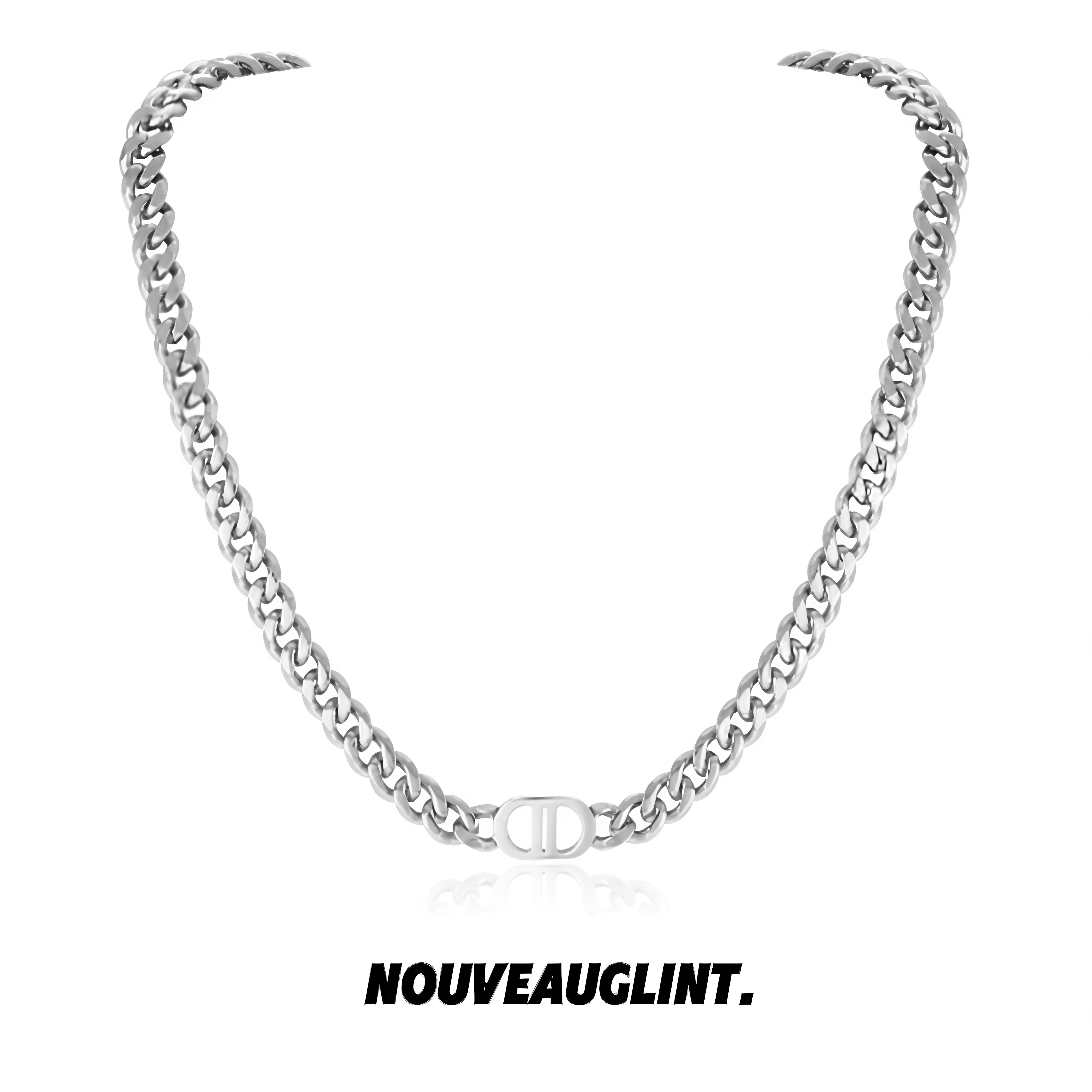 NG双D字母吊坠钛钢项链女长款2025新款锁骨链男士高级感轻奢小众