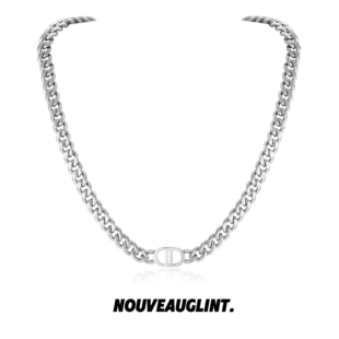 NG双D字母吊坠钛钢项链女长款2025新款锁骨链男士高级感轻奢小众