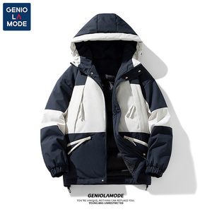 GENIOLAMODE工装棉服男款冬季拼接设计感高街潮牌加厚棉衣棉袄男