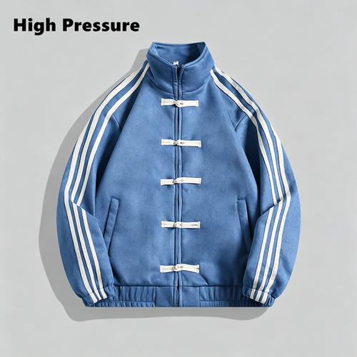 High Pressure新中式三条杠国风盘扣男高级感立领棒球服运动夹克