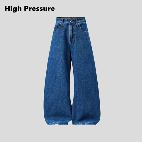 High Pressure美式复古水洗做旧弯刀牛仔裤松弛感休闲宽松阔腿裤