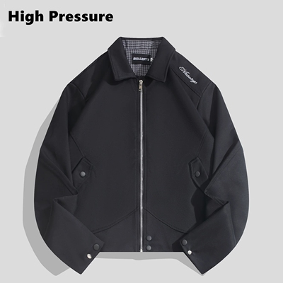 High Pressure美式cleanfit字母刺绣翻领飞行员夹克通勤boxy外套
