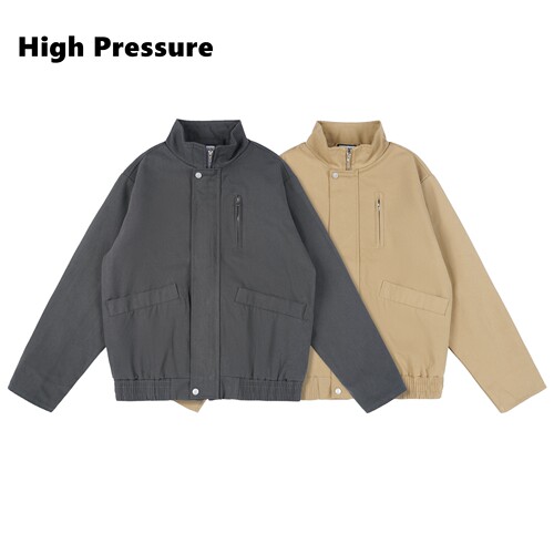 High Pressure美式bomber立领短款夹克男女春季巴恩风工装外套