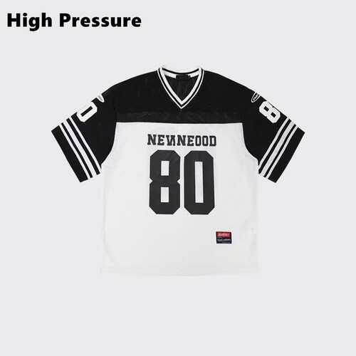 High Pressure美式街头网眼宽松短袖速干球衣橄榄球V领夏运动T恤